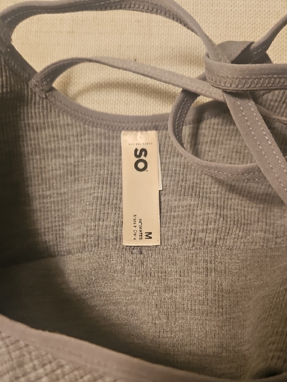Seamless Ribbed Compression Bralette - Sports Bra Light Gray - Picture 4 of 6